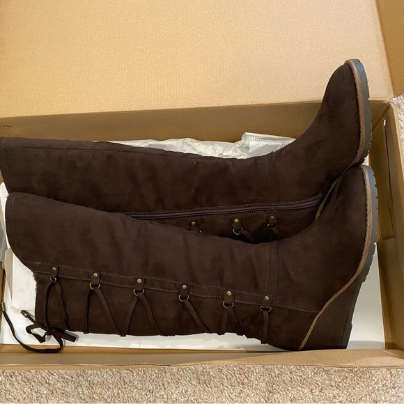 Björndal Collette Lined Zip Up Wedge Heel Tall Boots W 7 Brown - Picture 2 of 3